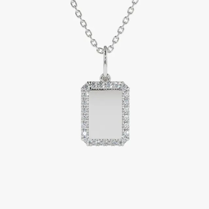 Emma Pave Diamond CZ 14k Gold + 925 Sterling Silver Dog Tag - Personalized Engravable