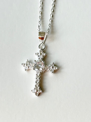 Cross Necklace- Zircon- 925 Sterling Silver